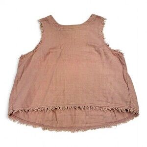 Altar'd State Mauve Frayed Hem Gauze Tank Top L